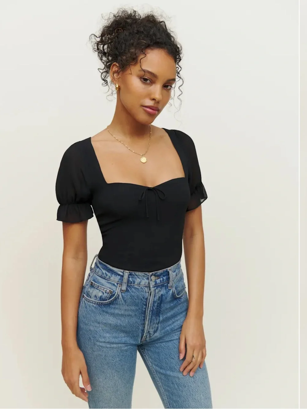 Reformation Delevan Black Women's Top